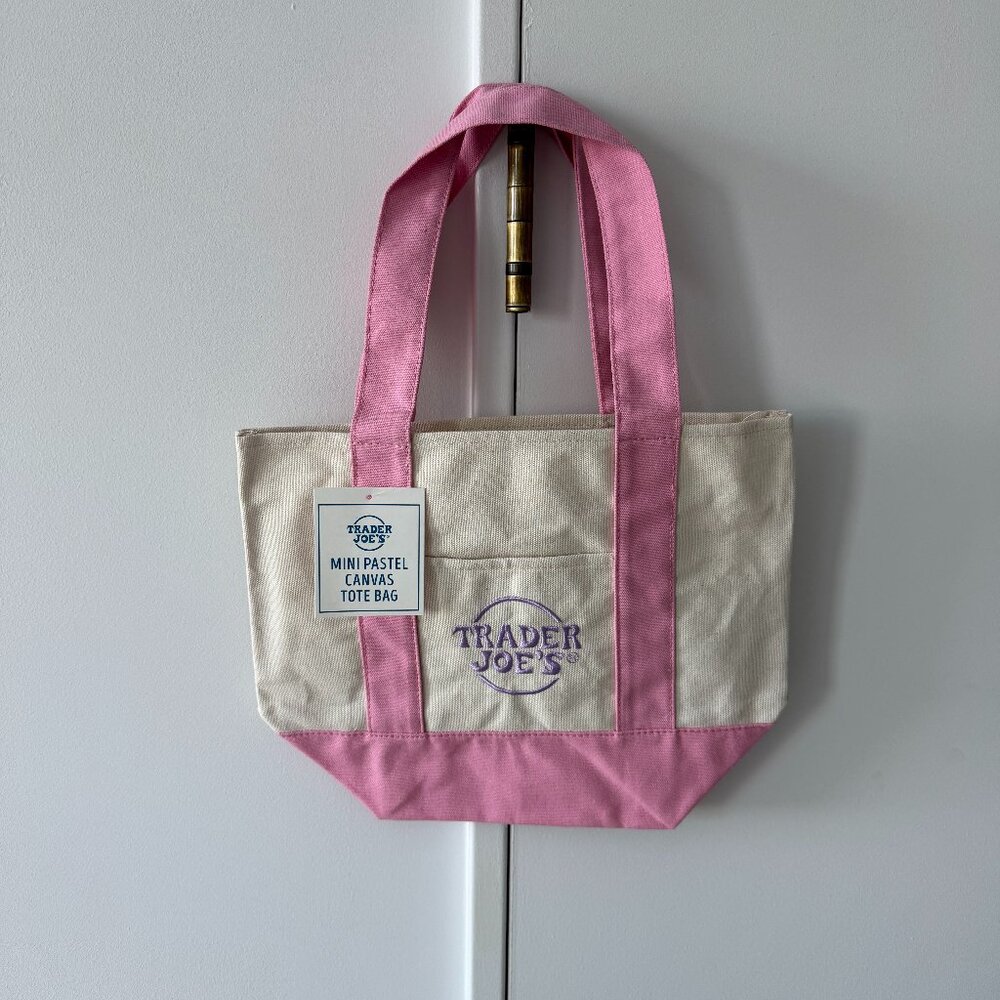 Trader Joe's Spring Mini Tote NWT Pink Pastel
